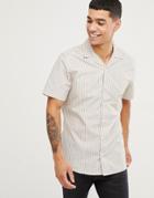 Only & Sons Short Sleeve Stripe Shirt With Revere Collar - White