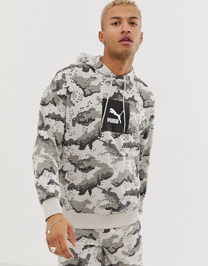 Puma Wild Pack Hoodie In Camo Print-gray