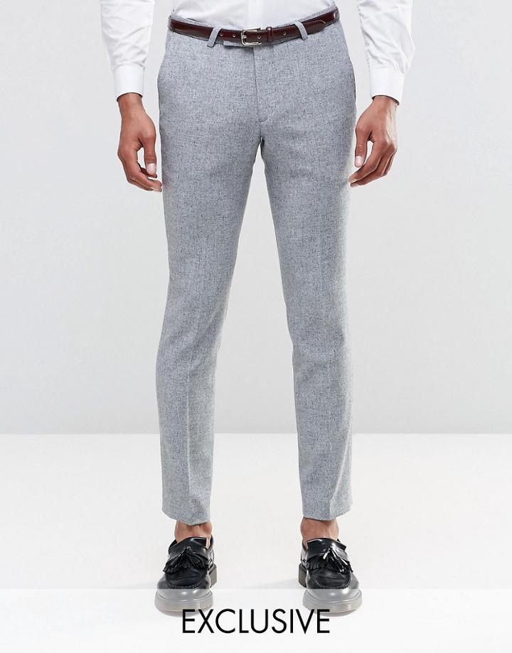 Noose & Monkey Super Skinny Smart Pants In Fleck - Light Gray