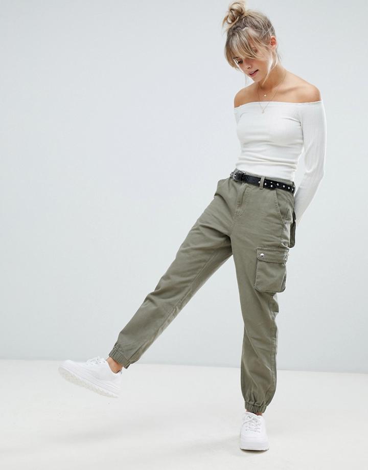 Boohoo Cargo Pants In Khaki - Green