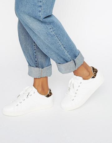 Pimkie Leopard Print Sneakers - White