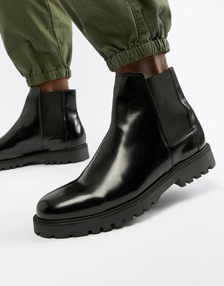 Zign Chelsea Boots In Black High Shine - Black