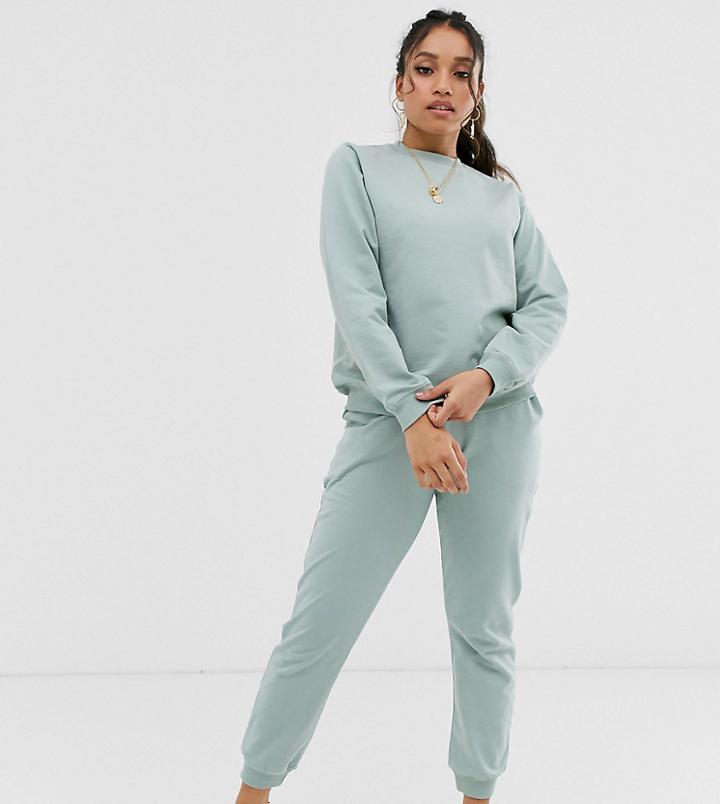 Asos Design Petite Tracksuit Ultimate Sweat / Jogger With Tie-green