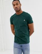 Asos Design T-shirt With Crew Neck And Logo In Green - Green
