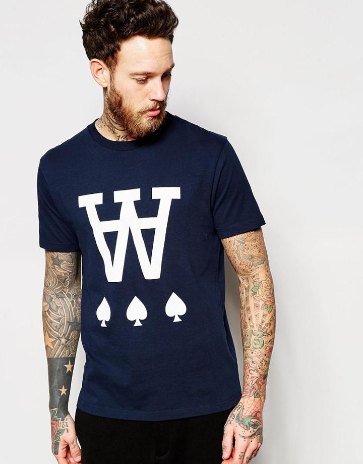 Wood Wood T-shirt With Spades Print In Navy - Navy