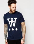 Wood Wood T-shirt With Spades Print In Navy - Navy