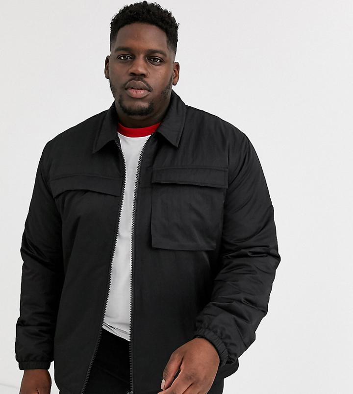Asos Design Plus Quilted Jacket With Utility Details In Black
