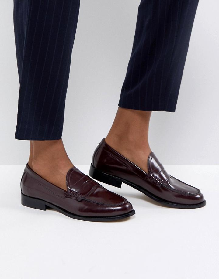Asos Mezzo Premium Leather Flat Shoes - Red