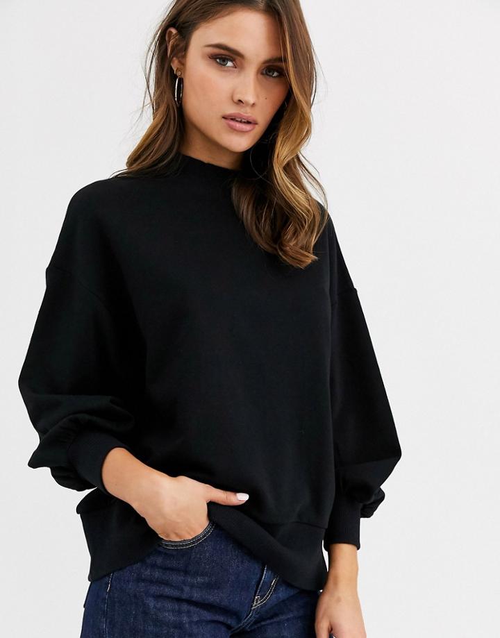 Asos Design Minimal Sweat With Wide Sleeve In Black