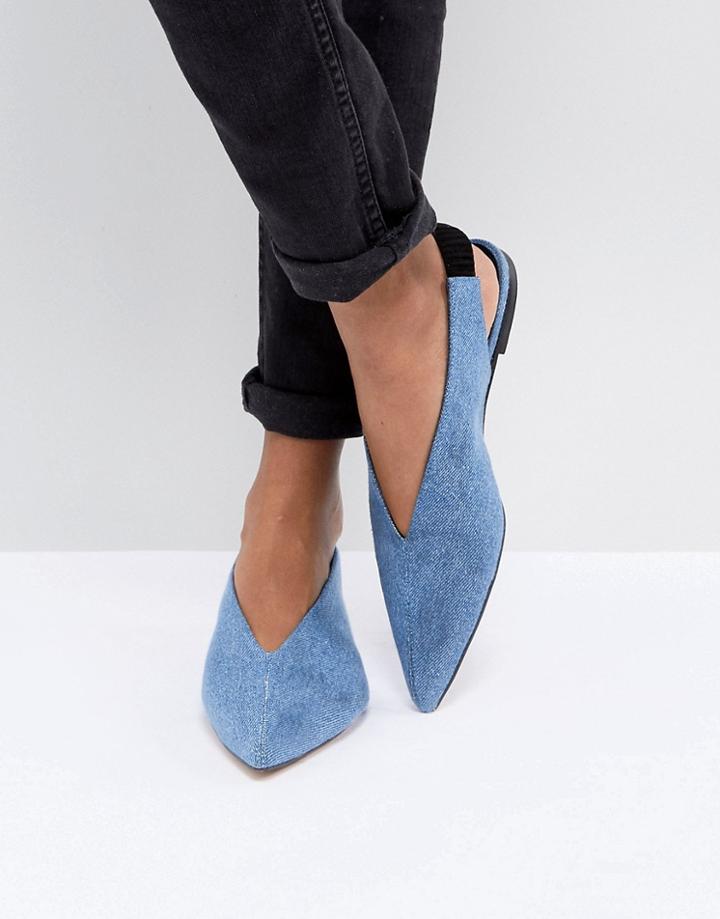 Gestuz Denim Flat Slingback Shoe - Blue