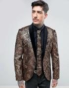 Noose & Monkey Super Skinny Snakeskin Velvet Blazer - Gold
