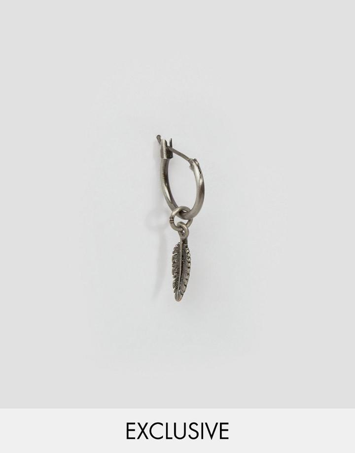 Simon Carter Feather Anchor Hoop Earring Exclusive To Asos - Silver