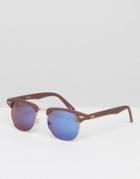 Asos Retro Sunglasses In Brown With Purple Lens - Purple