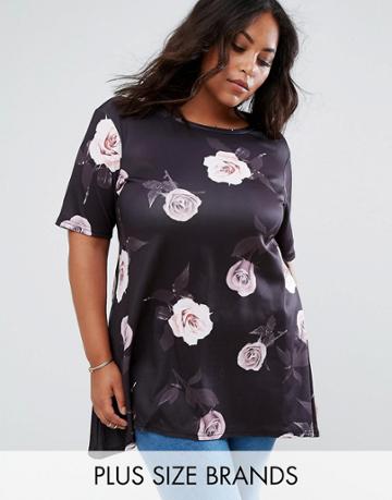 Praslin Top In Rose Print - Black