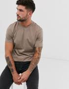 Asos Design T-shirt With Crew Neck In Brown