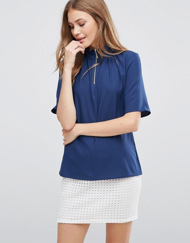 Closet Zip Neck Top - Blue