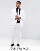 Opposuits Prom Slim Suit + Tie In White - White