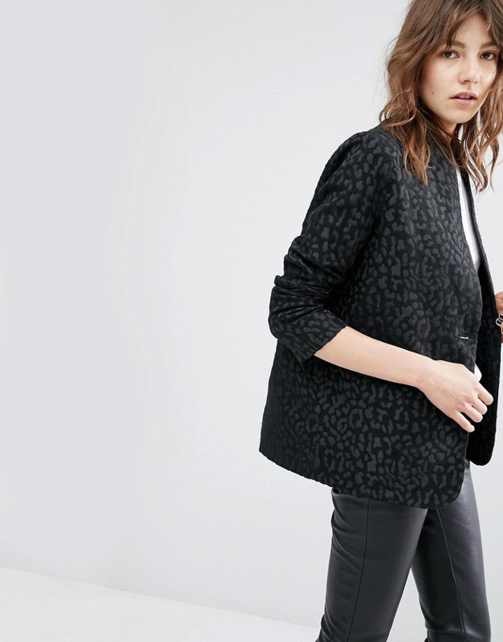 Suncoo Edwin Leopard Print Jacket - Black