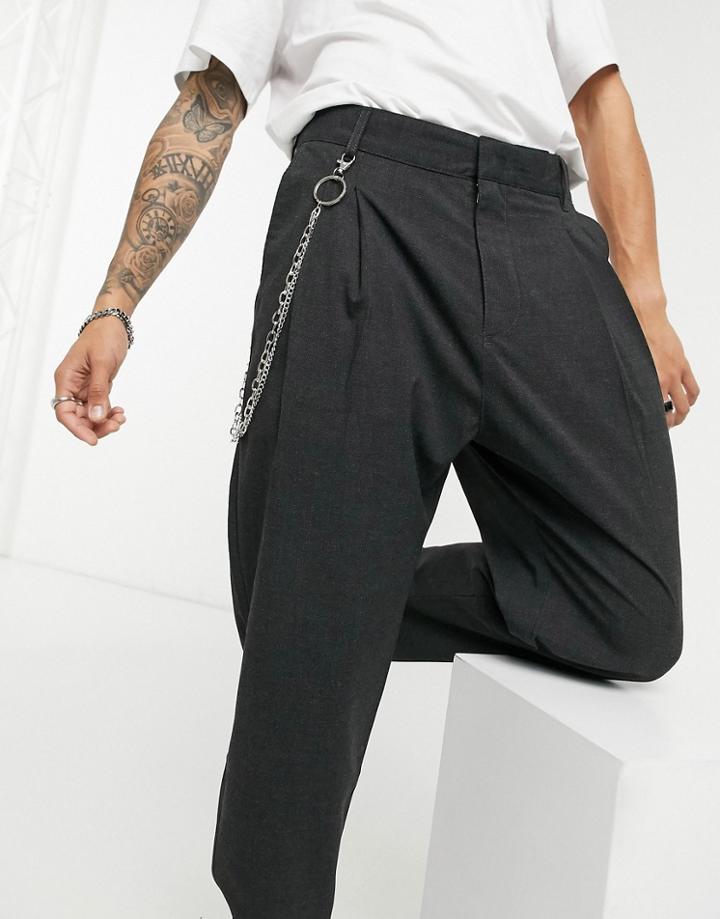 Bershka Pants With Chain In Gray-grey
