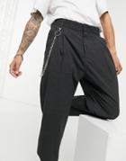 Bershka Pants With Chain In Gray-grey