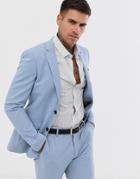 Avail London Skinny Fit Suit Jacket In Light Blue - Blue