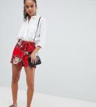 Parisian Petite Floral Shorts - Red