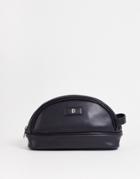 Asos Design Toiletry Bag In Faux Leather With D Initial In Black