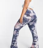 Asos Design Curve Kick Flare Pant In Dark Tie Dye-multi