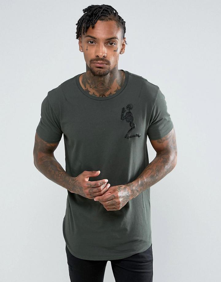 Religion T-shirt With Praying Skeleton - Gray