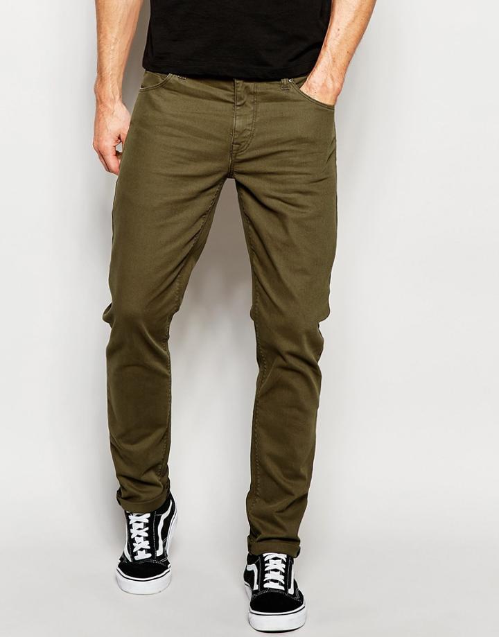 Asos Skinny Jeans In Khaki - Khaki