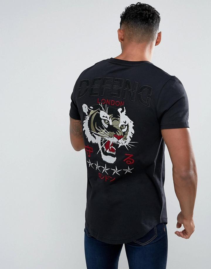 Defend London T-shirt With Back Tiger Embroidery - Black