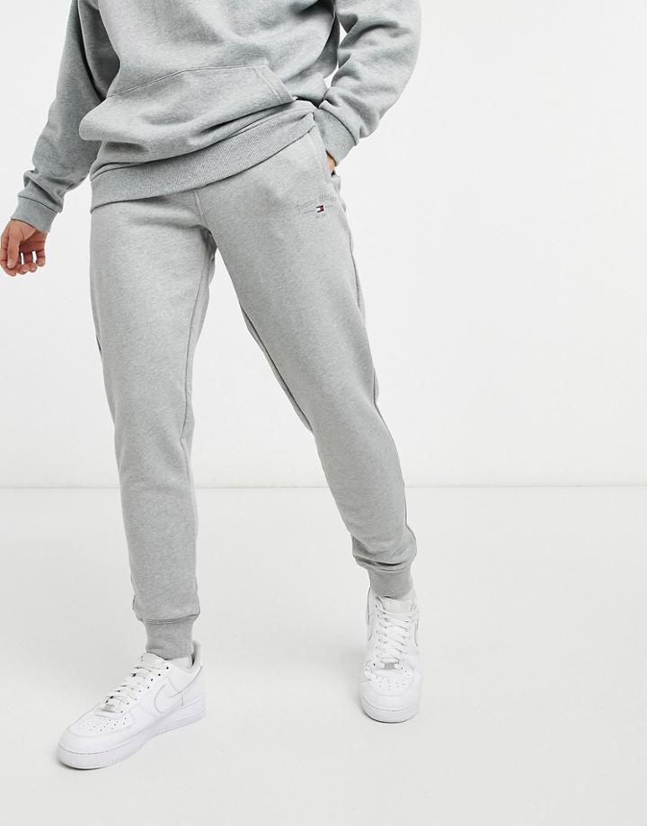 Tommy Hilfiger Printed Logo Cuffed Sweatpants In Medium Gray Heather-grey