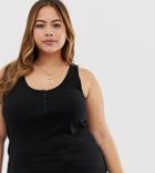 Asos Design Curve Tank With Button Front In Black