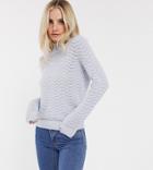 Y.a.s Petite Textured High Neck Knitted Sweater-blue