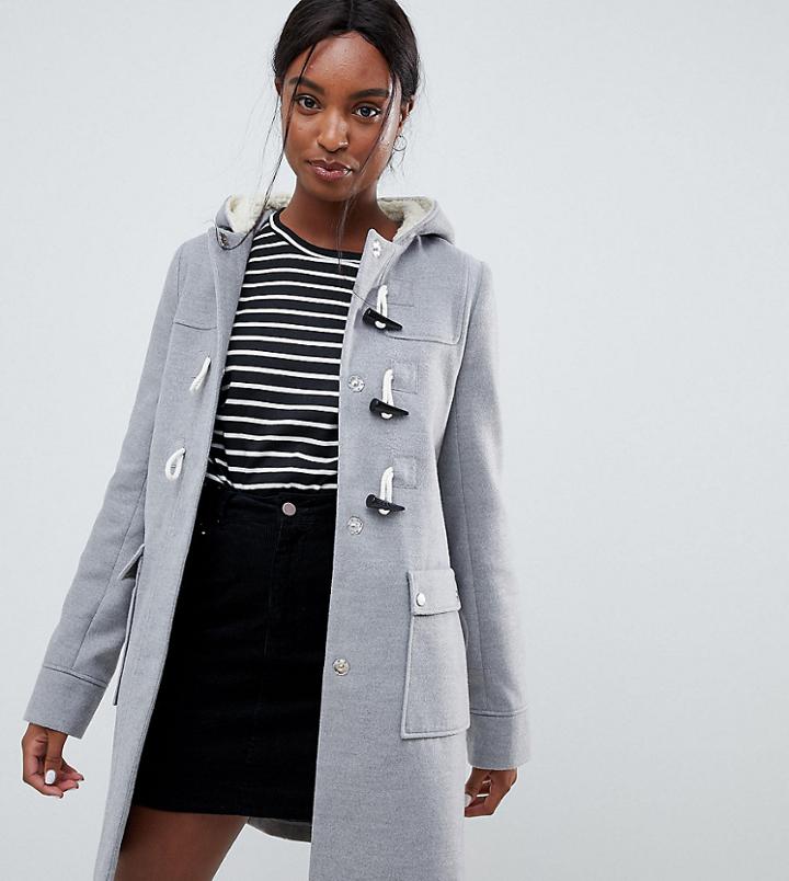 Asos Design Tall Classic Duffle With Pocket Detail - Gray