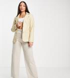 Topshop Tall Fitted Faux Leather Blazer In Biscuit-neutral