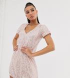 Tfnc Stripe Sequin T-shirt Mini Dress In Pink And Silver-multi