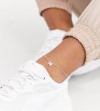 Asos Design Sterling Silver Anklet With Butterfly Charm