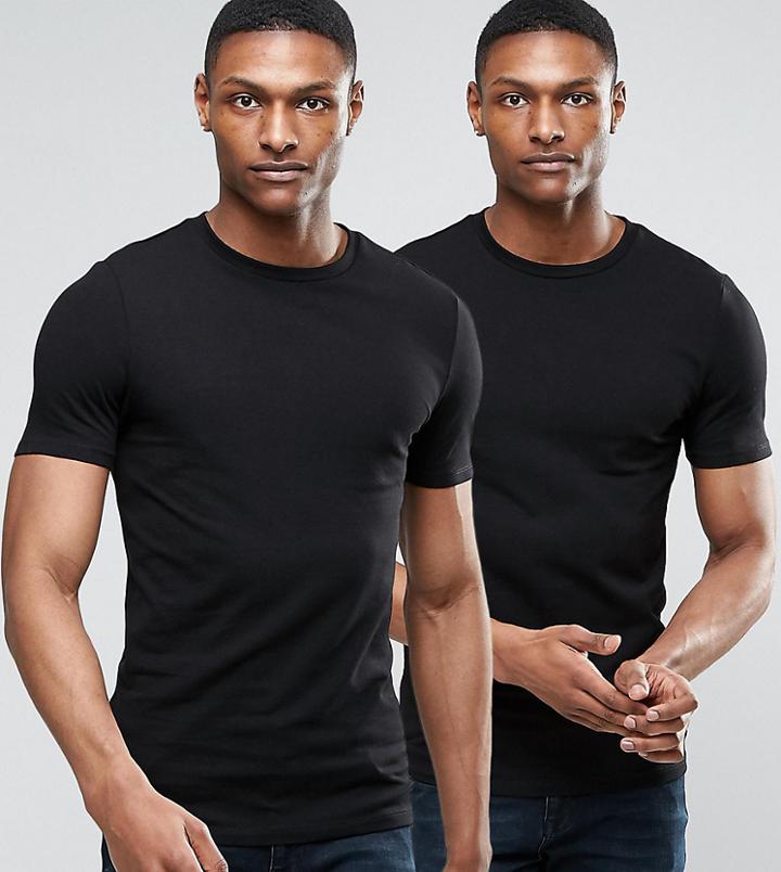 Asos Design Tall Muscle Fit T-shirt 2 Pack Save - Multi