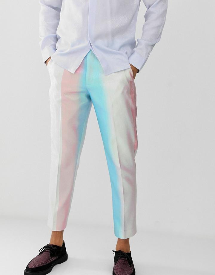 Asos Edition Slim Crop Smart Pants In White Iridescent - White