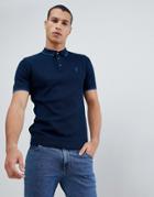 Next Polo With Collar Tip In Navy - Navy