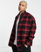Asos Design Extreme Oversized Shirt In Black And Red Plaid