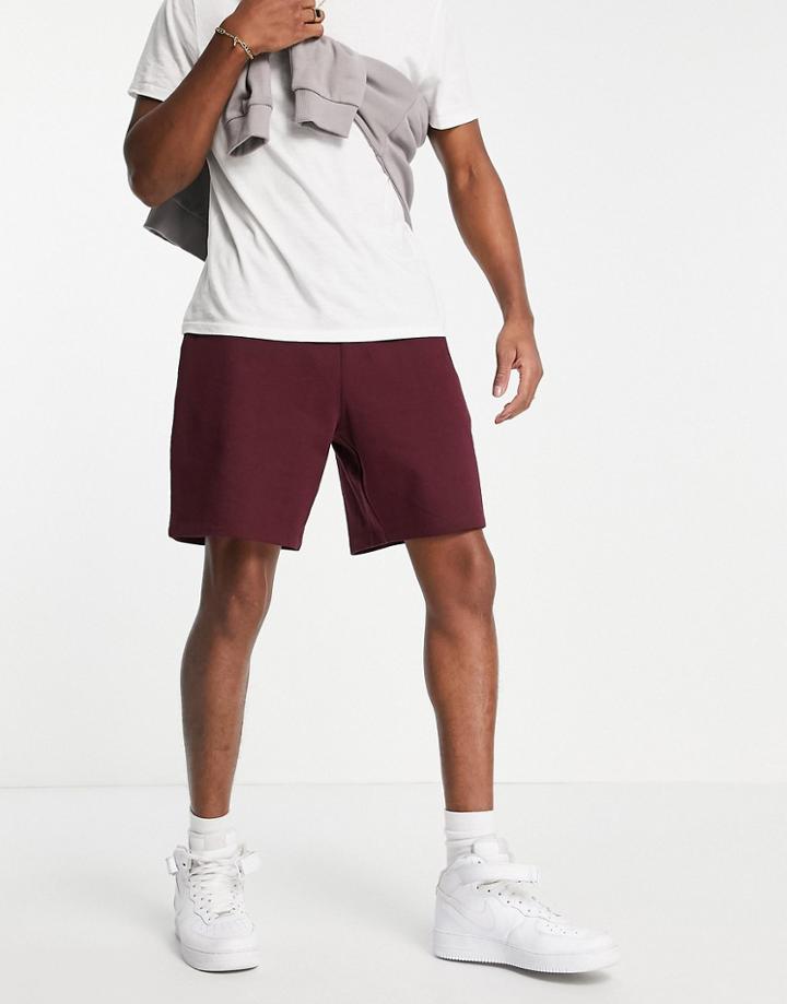Asos Design Oversized Jersey Shorts In Burgundy-red