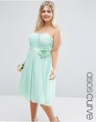 Asos Curve Wedding Chiffon Midi Dress With Corsage - Mint Green