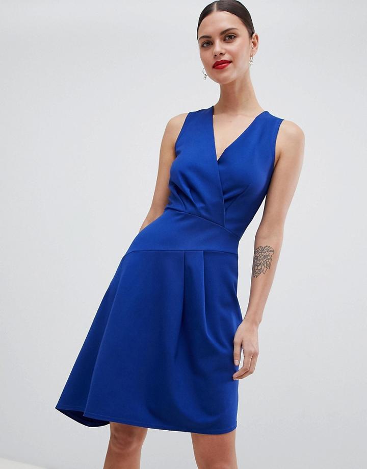Closet London Wrap Detail Dress - Blue