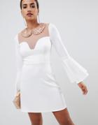 Asos Design Embellished Collar Mini Shift Dress - White