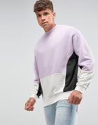 Asos Oversized Cut & Sew Sweatshirt - Purple