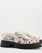Asos Design Chunky Loafer In Floral Faux Leather With Black Sole-multi