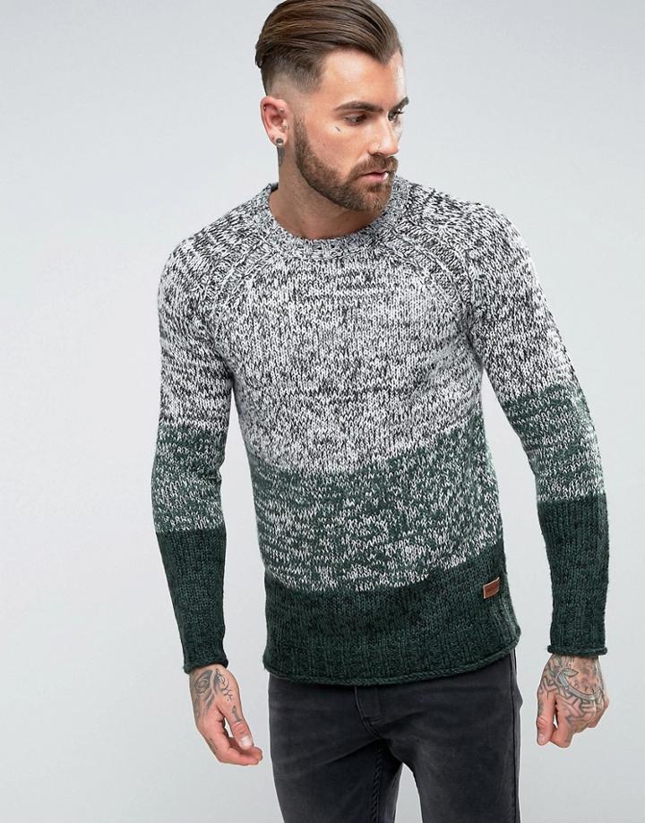 Only & Sons Color Block Knitted Sweater - Gray