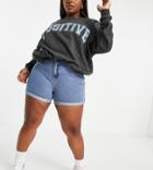 Vero Moda Curve Denim Mom Shorts In Light Blue-blues